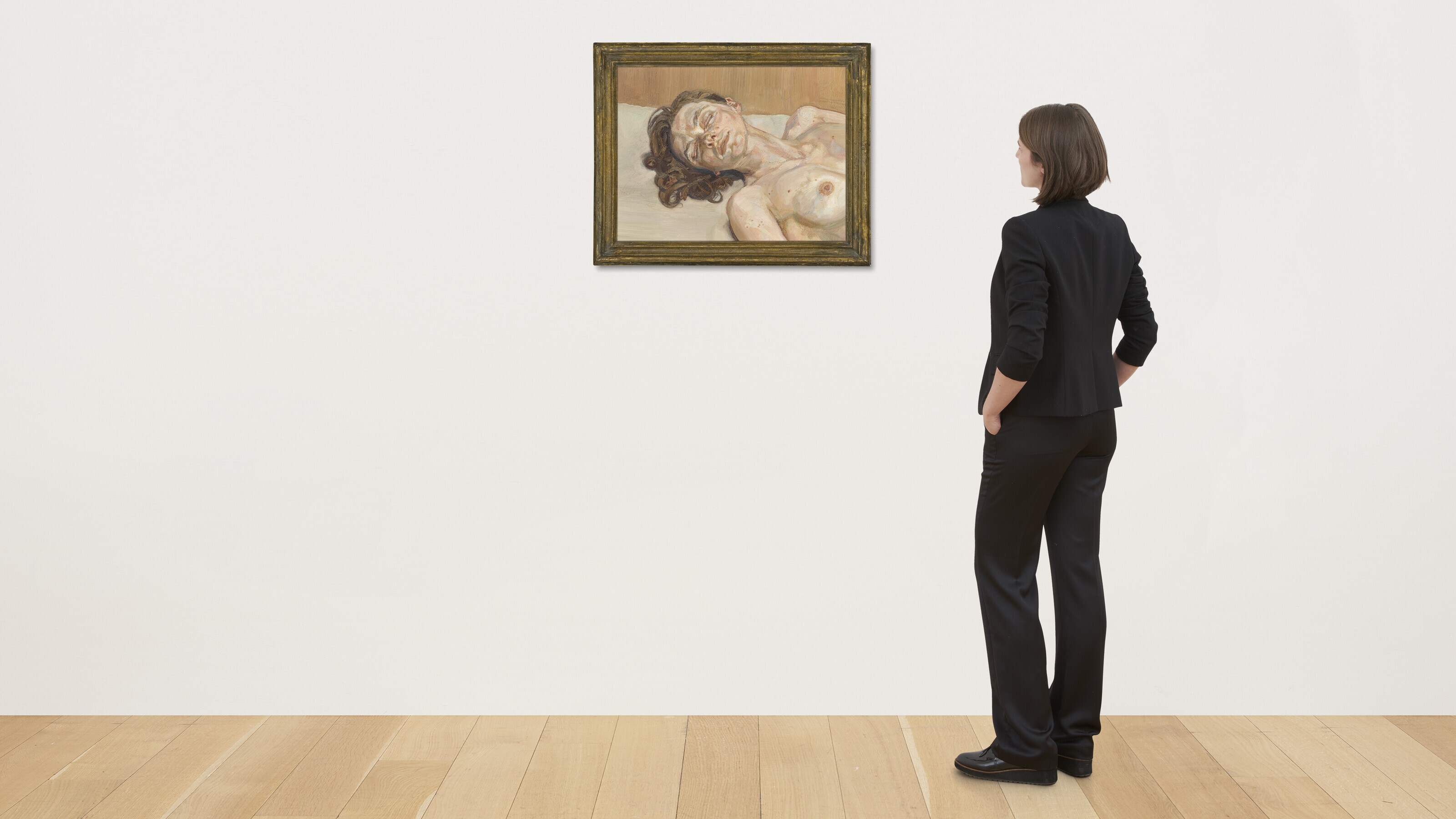 Artwork by Lucian Freud, Girl with Closed Eyes, Made of oil on canvas