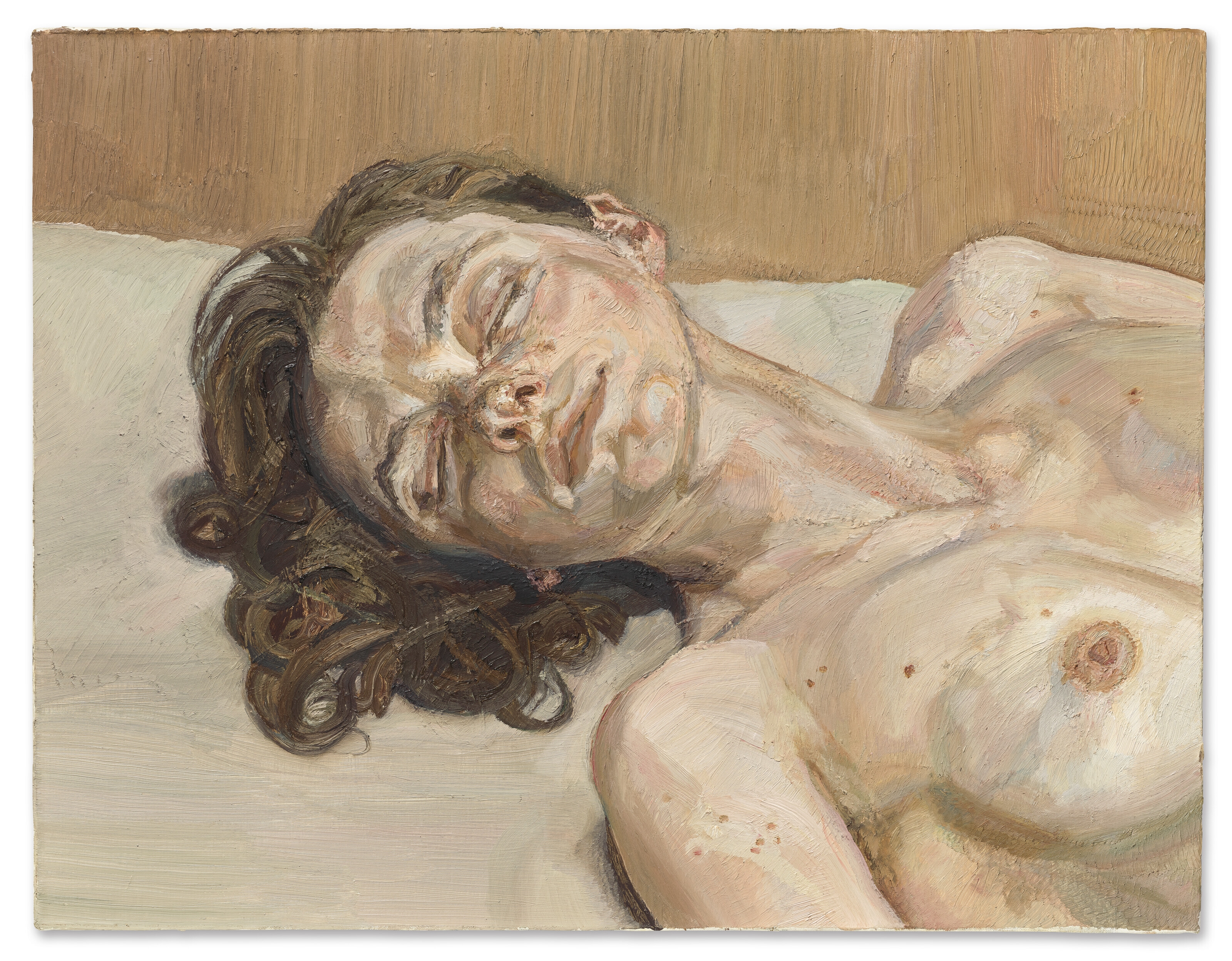 Artwork by Lucian Freud, Girl with Closed Eyes, Made of oil on canvas