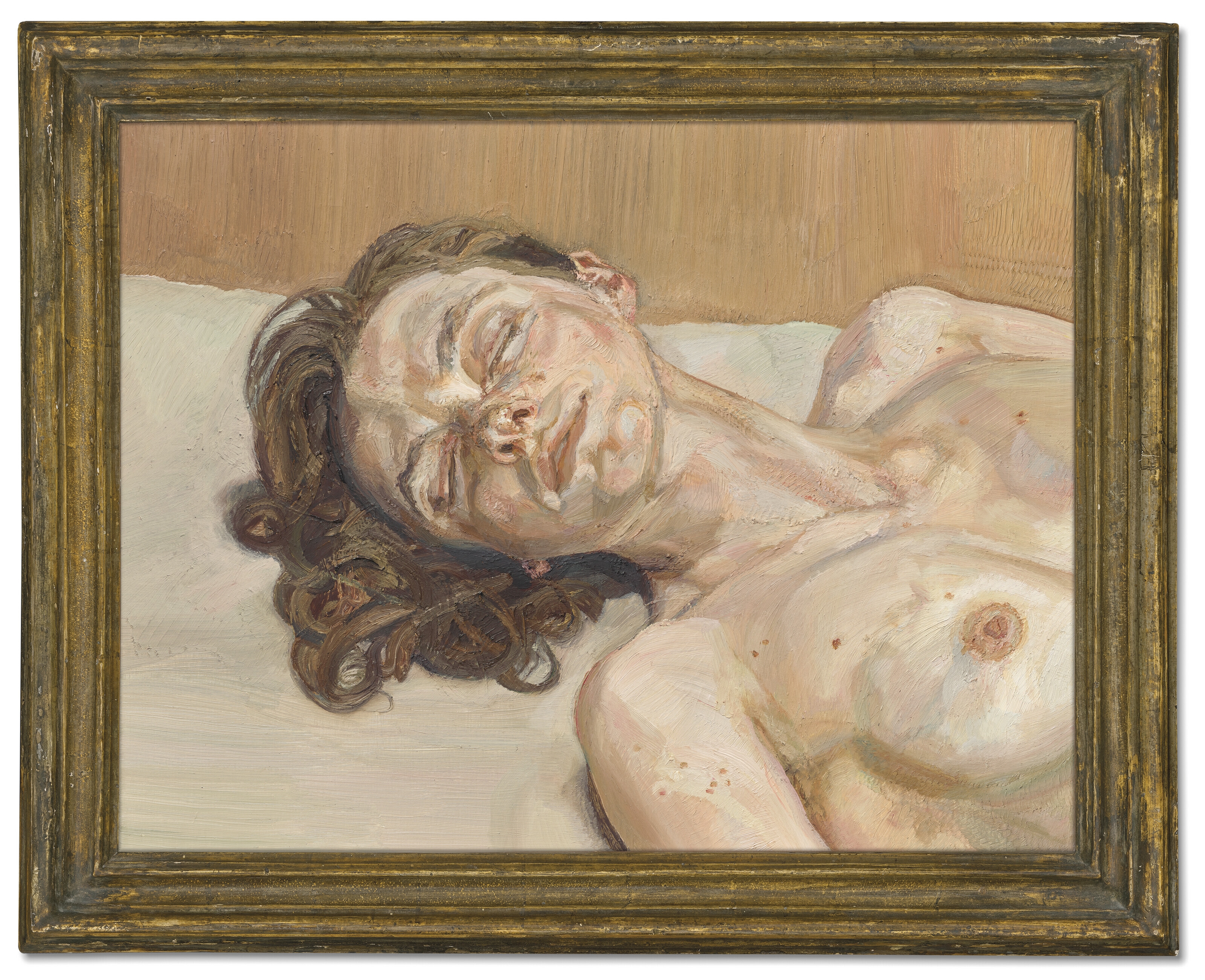 Artwork by Lucian Freud, Girl with Closed Eyes, Made of oil on canvas