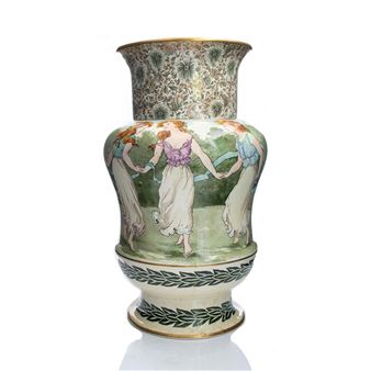 Large vase with scene of a girl with a violin and dancers - A. Peirce