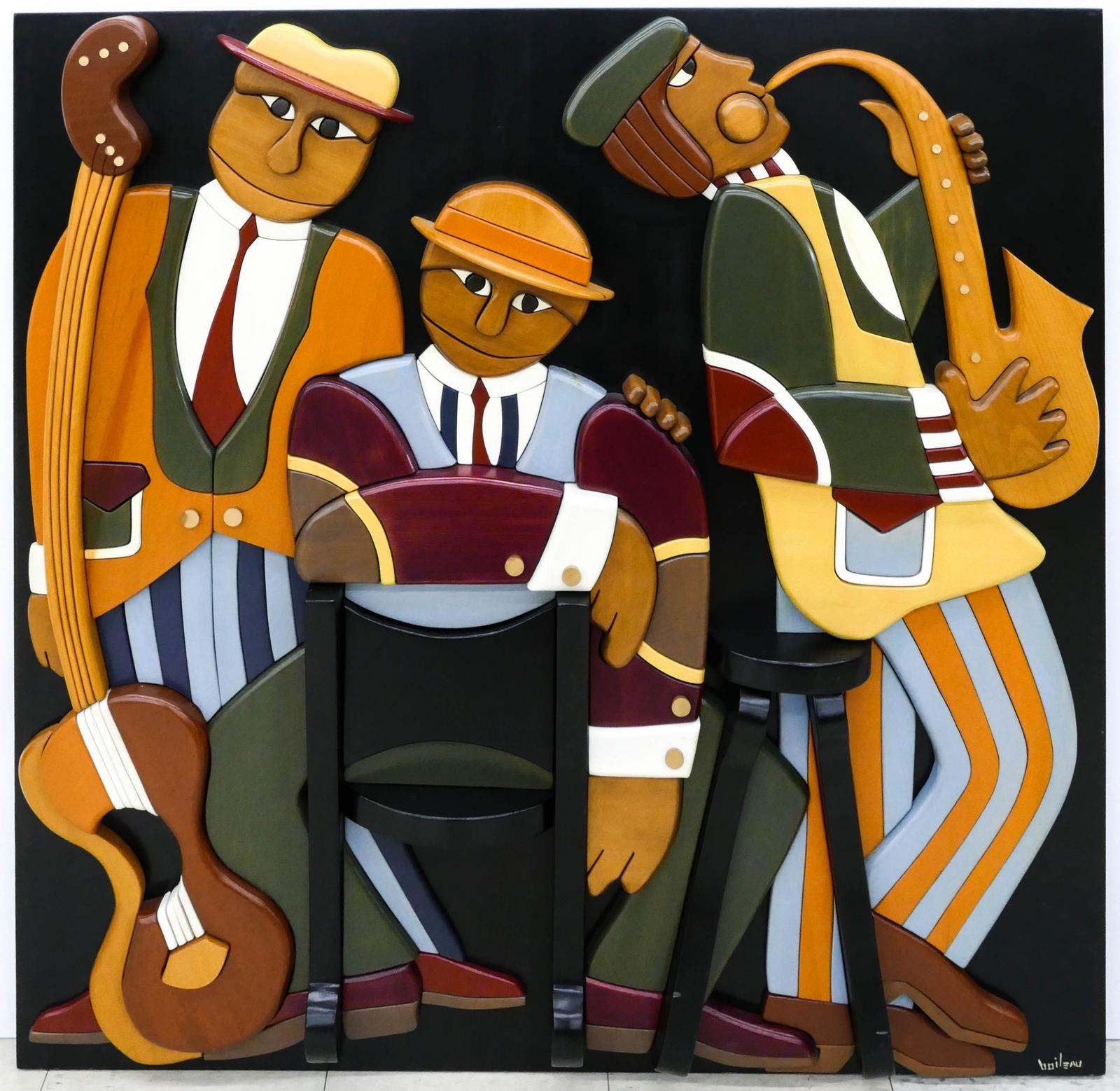 Artwork by Alan Boileau, Jazz Trio, Made of Painted and assemblage wood