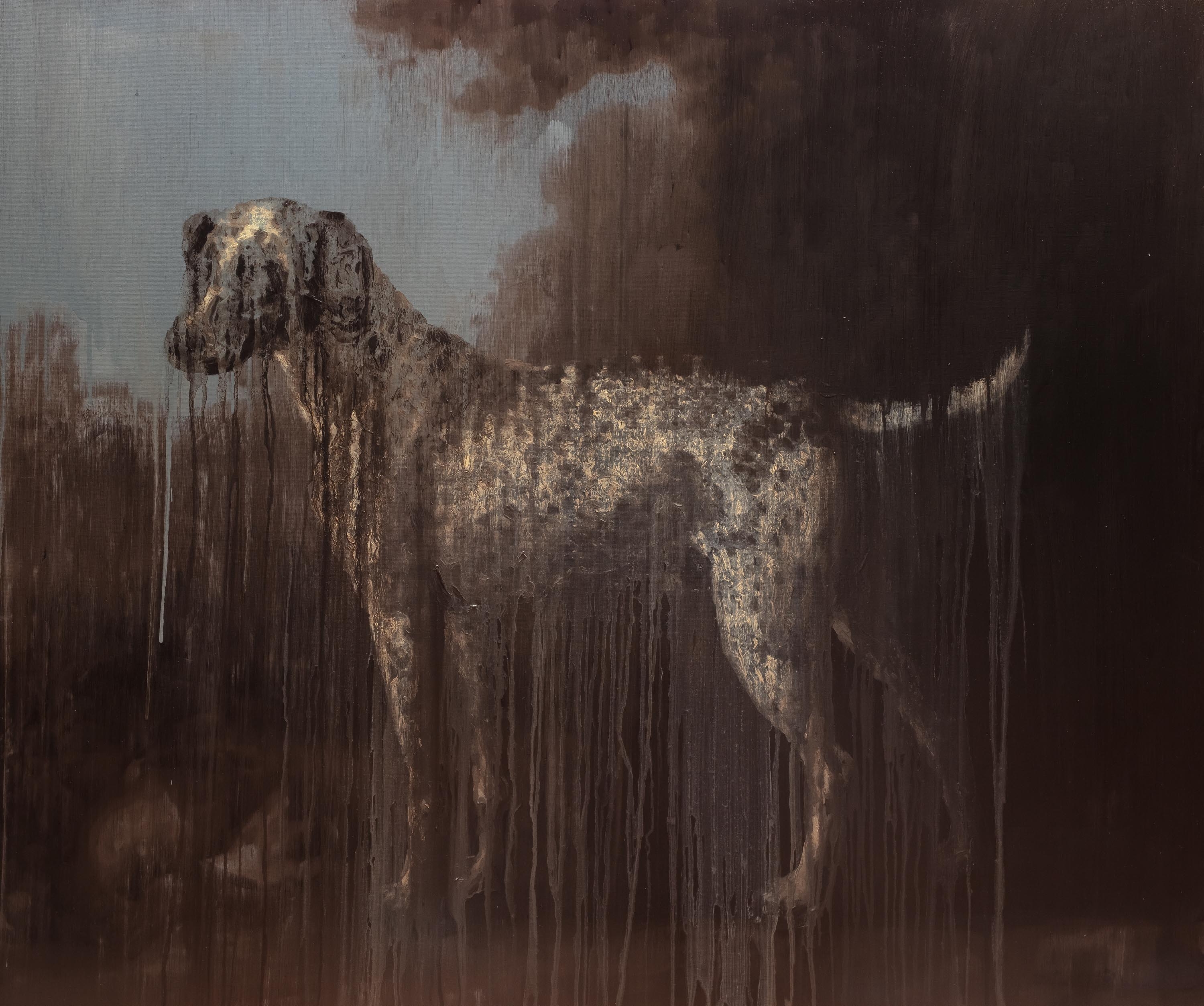 Artwork by Krzysztof Nowicki, Szary cętkowany ogar, Made of oil,canvas