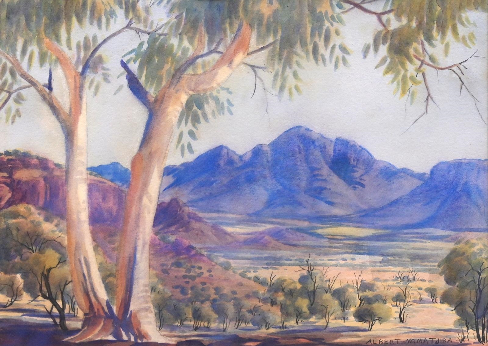 Albert Namatjira | DESERT LANDSCAPE WESTERN MACDONNELL RANGES (Circa ...