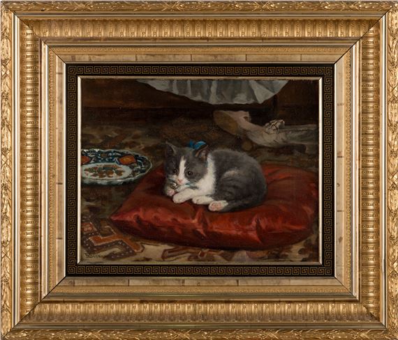 The cat on the pillow by Adolf von Becker