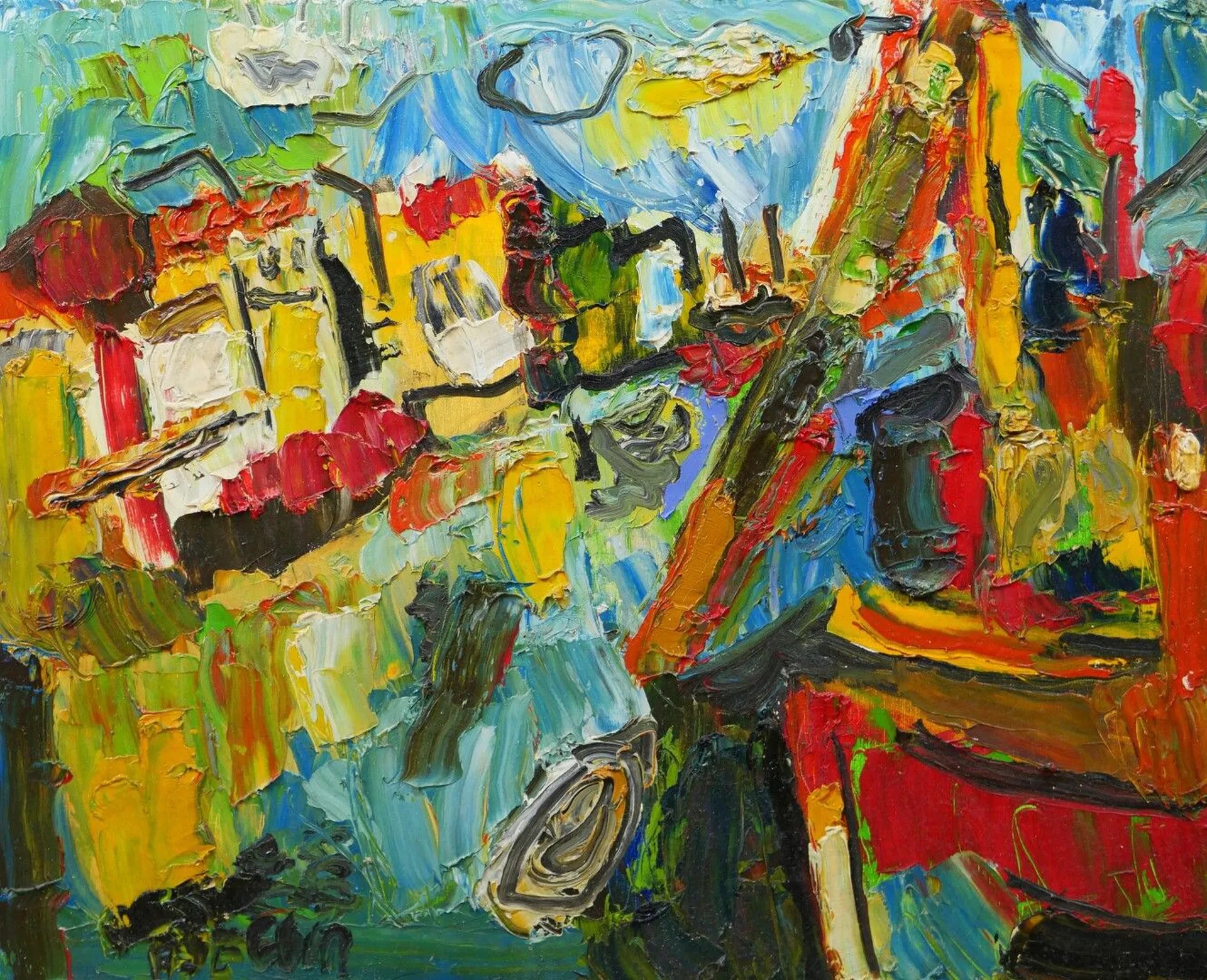 Artwork by Adrien Seguin, Sète les quais, Made of oil on canvas