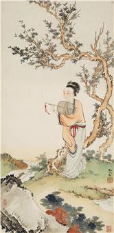 Lady with fan - Jin Xiezhong