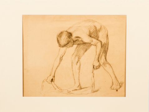 Männerakt in gebückter Haltung by Ludwig von Hofmann