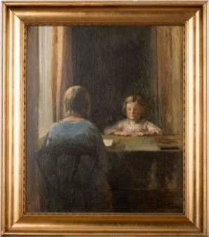 Zwei Mädchen am Tisch - Johannes Ottesen