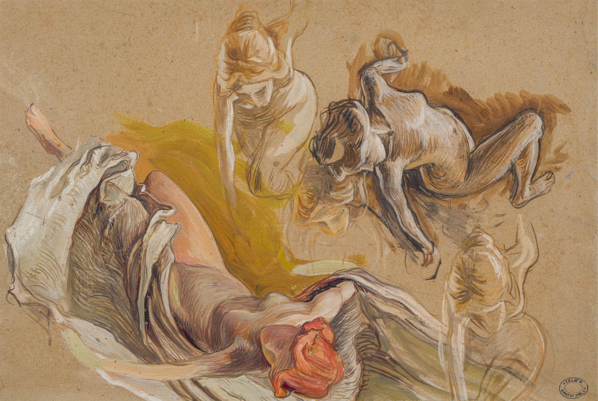 Artwork by Ernest Biéler, Étude pour le plafond du théâtre municipal de Berne, Made of Oil on cardboard