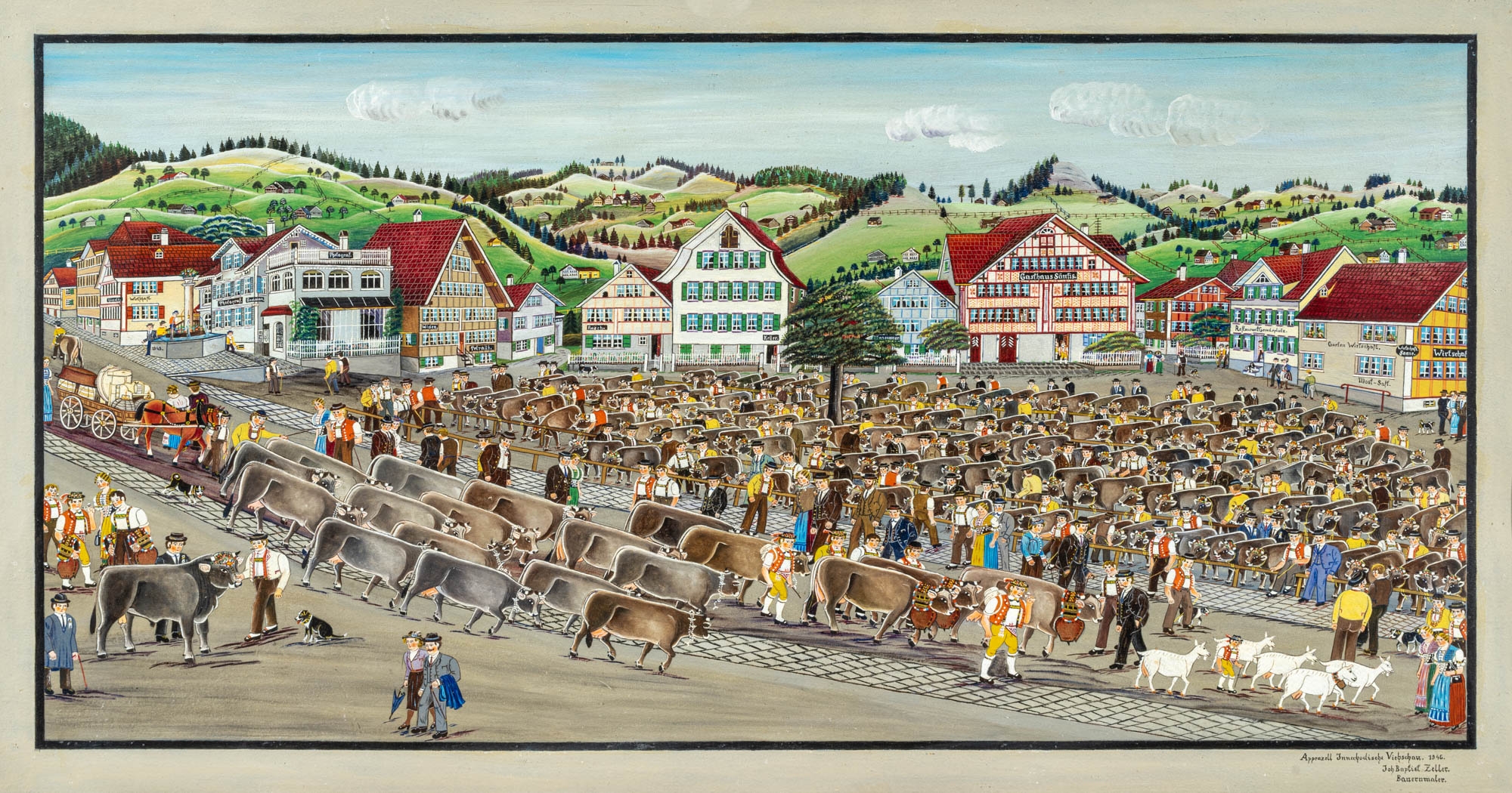 Artwork by Johann Baptist Zeller, Viehschau in Appenzell, Made of Gouache and watercolor on paper