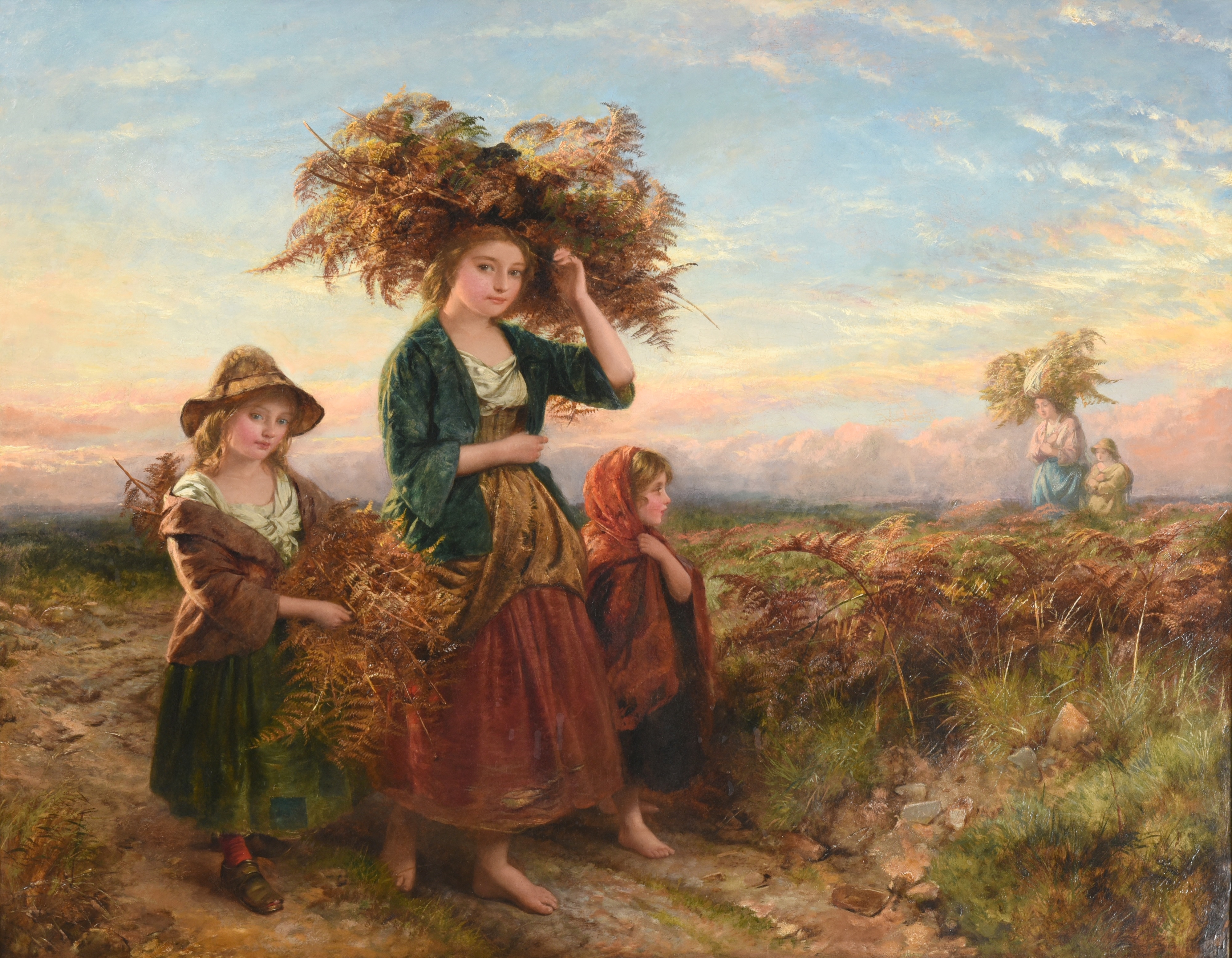 Artwork by Edward John Cobbett, The Fern Gatherers, Made of oil on canvas