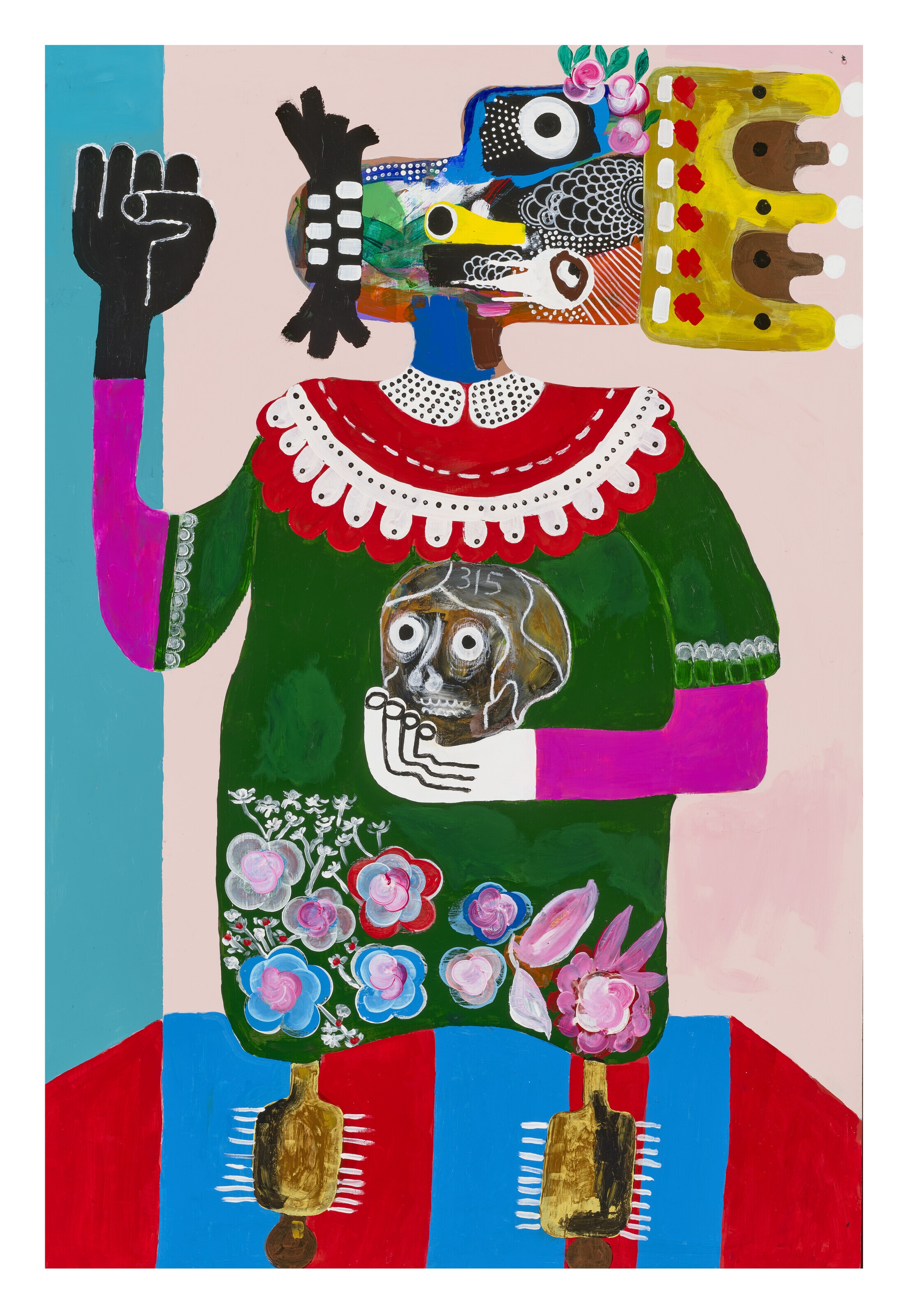 Artwork by Kojo Marfo, Chief and his Calabash, Made of acrylic on foam board