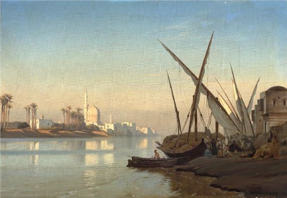 Carl Neumann | View from the Nile near Cairo (1878) | MutualArt