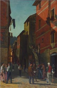 Busy Street in Florence (Italy) - Adolph Knopff
