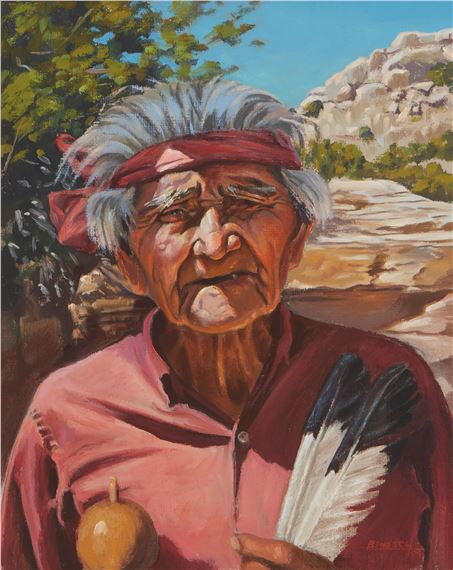 Portrait of a man in a southwestern landscape by Louis Benesch, 1974