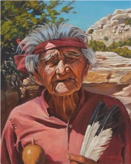 Portrait of a man in a southwestern landscape - Louis Benesch