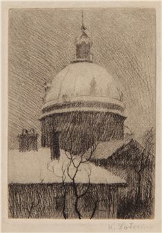 Apse of a church etching/paper - Kazimierz Lotocki