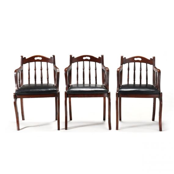 Set of Three Walnut Armchairs