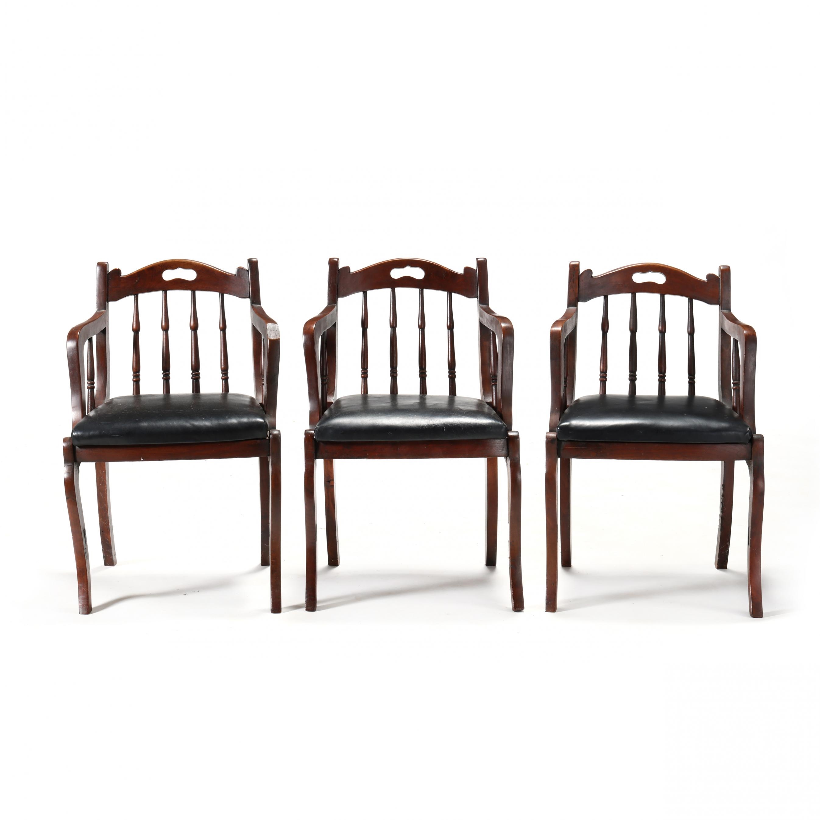 Artwork by Thomas Day, Set of Three Walnut Armchairs, Made of walnut  (3)