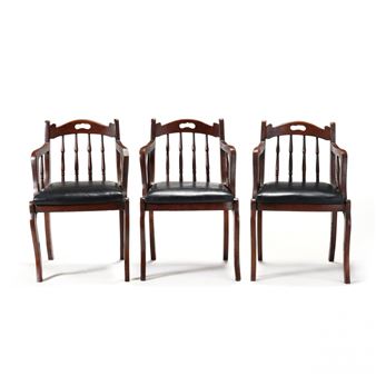 Set of Three Walnut Armchairs - Thomas Day