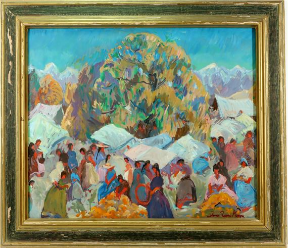 Busy market scene by Irma René Koen