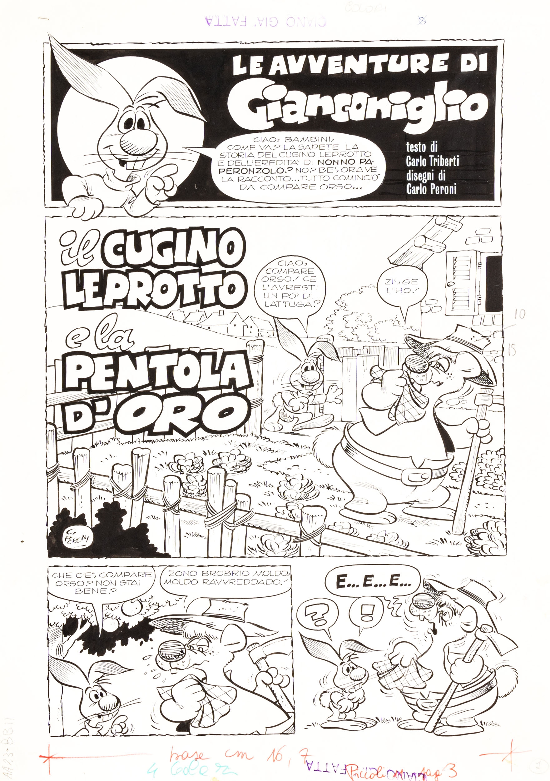 Le avventure di Gianconiglio: il cugino leprotto e la pentola d'oro, complete story in 8 pages by Carlo Peroni, 1972