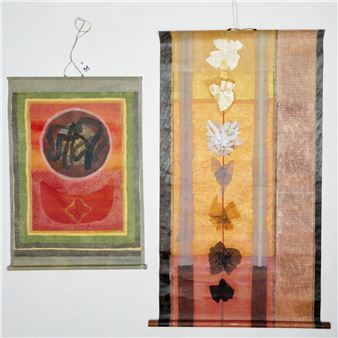 (2) mixed media collage paintings - Louisa Jenkins