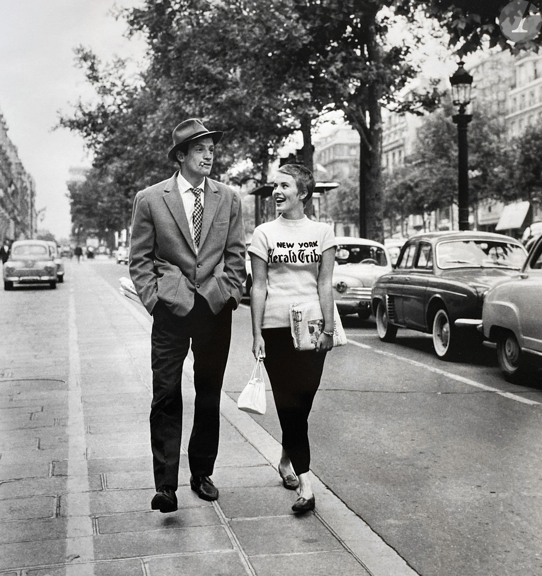 Jean-Paul Belmondo and Jean Seberg in Jean-Luc Godard's Breathless by Raymond Cauchetier, 1959
