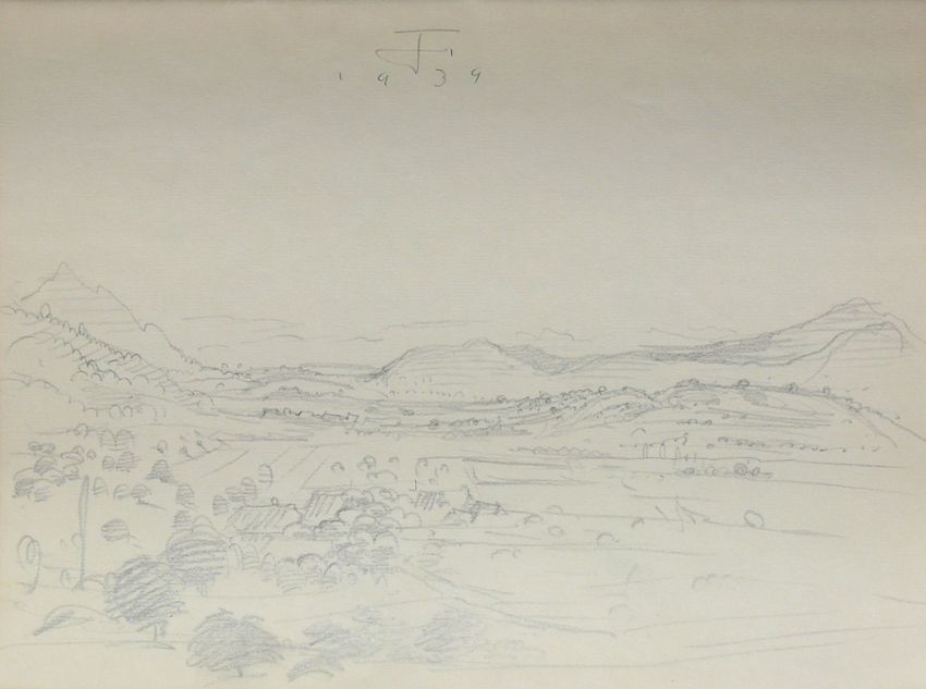 Artwork by Otto Dix, Tal bei Weiler, Made of pencil/chamois drawing paper