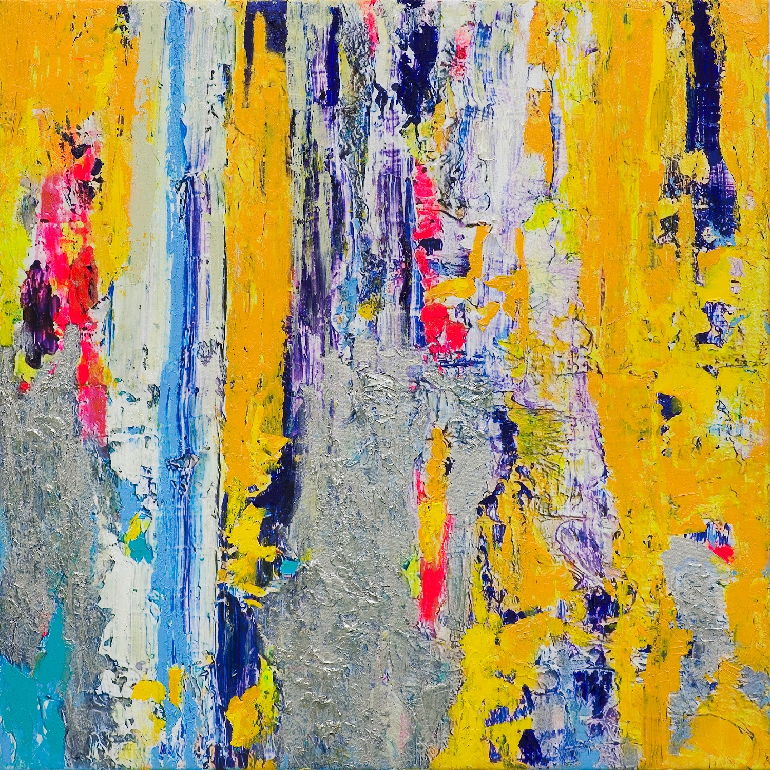 Artwork by Gossia Zielaskowska, YELLOW SILVER MAP, Made of acrylic on canvas