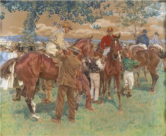 Le paddock avant le derby - Adolphe-Gustave Binet