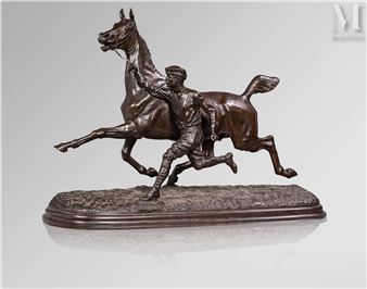 Horse training with its lad - Arthur Marie Gabriel Comte du Passage