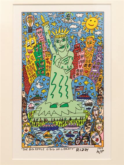 James Rizzi | The Big Apple is big on Liberty (1999) | MutualArt