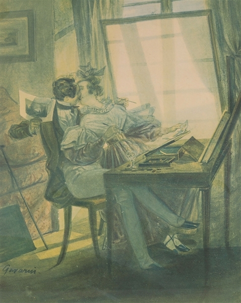 Artwork by Paul Gavarni, La Leçon de Paysage, Made of Watercolor