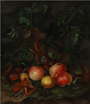 Still life with fruit in a forest floor - Augusta Plagemann