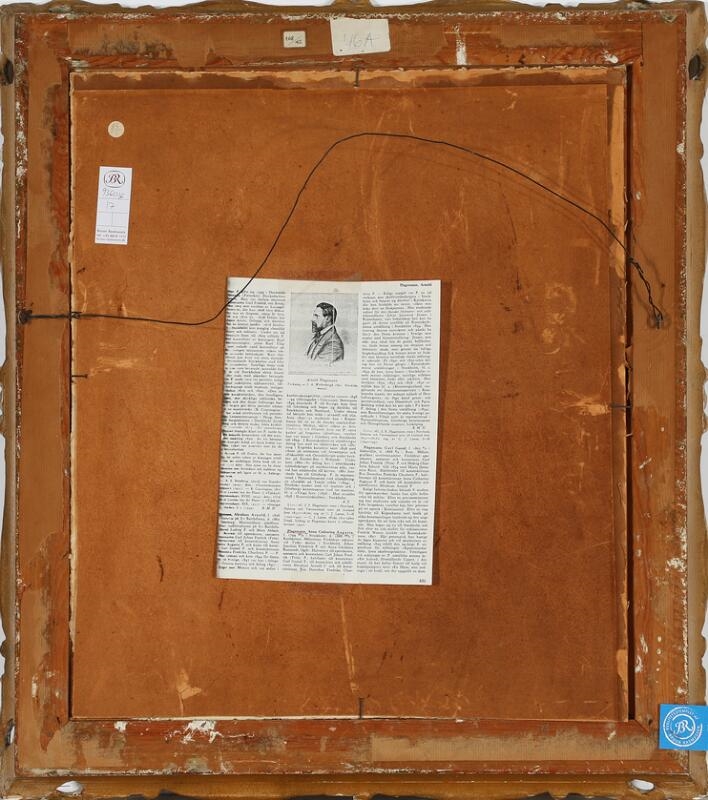 Artwork by Augusta Plagemann, Still life with fruit in a forest floor, Made of Oil on canvas laid on cardboard