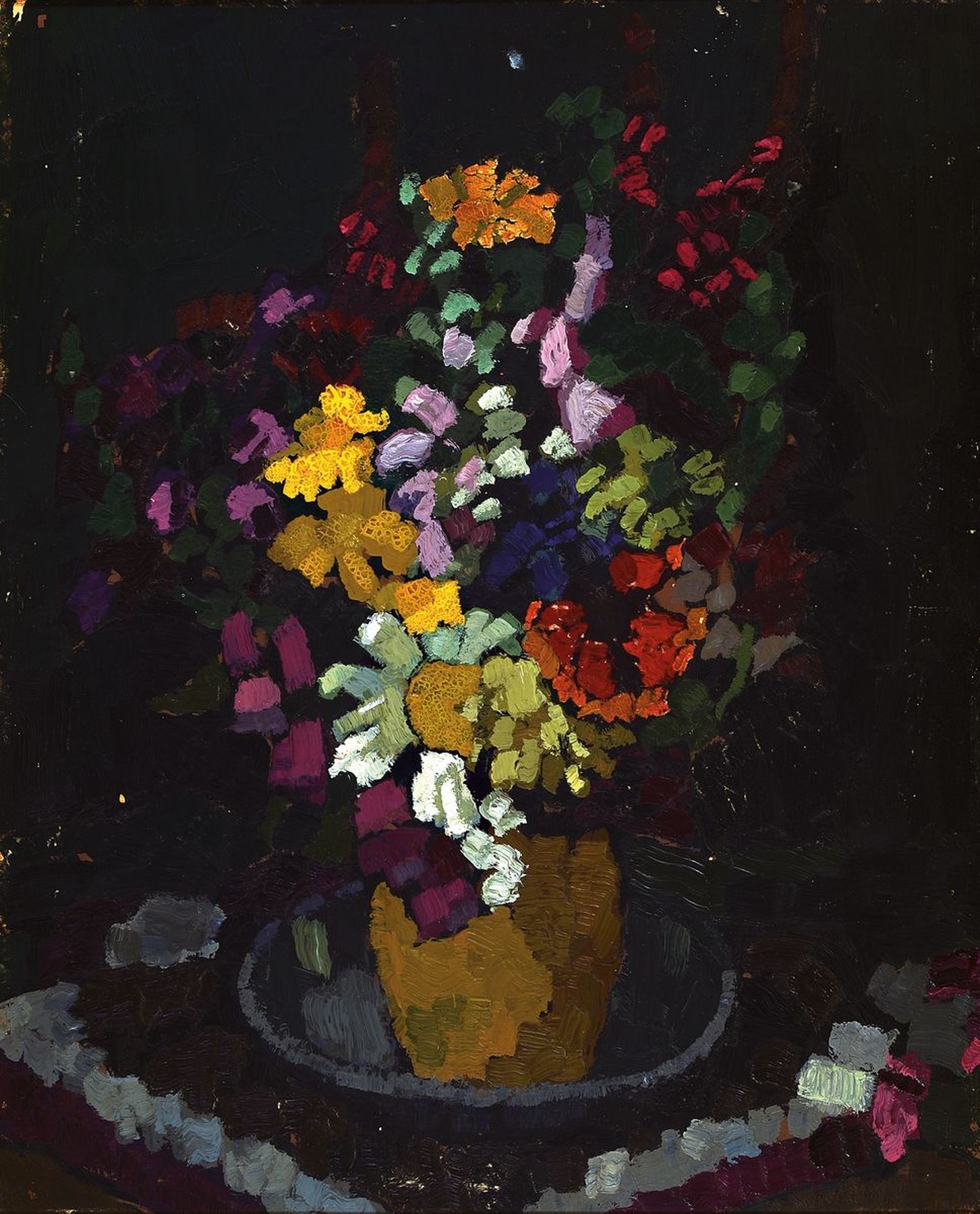 Artwork by Peter Karl Diem, Sommerstrauss on Grün 1913, Made of cardboard, oil