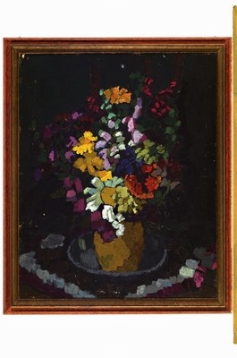 Artwork by Peter Karl Diem, Sommerstrauss on Grün 1913, Made of cardboard, oil