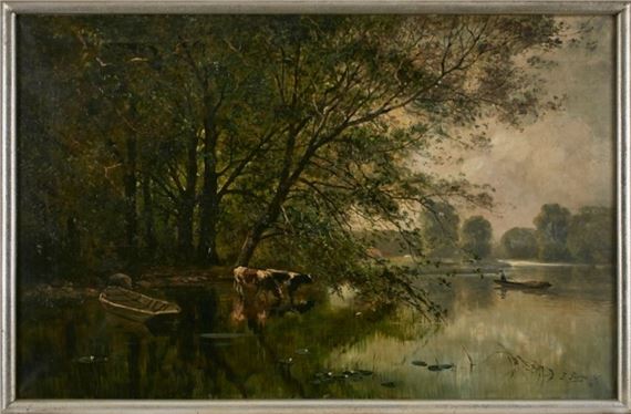 Kühe in der Schwemme by Jean Grothe, 97