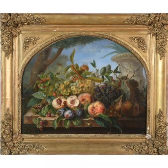 Corbeille de fleurs avec papillons et insectes; Corbeille de fleurs avec papillons et insectes - Antoine Margry