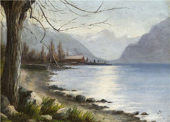 Paysage lacustre by Louis-Auguste Veillon