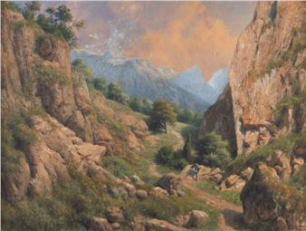 GEBIRGSLANDSCHAFT MIT WEGEKREUZ - Ferdinand Lechner