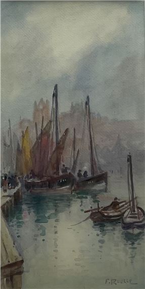 Frank Rousse | Fishing Boats in Dock End Whitby Harbour | MutualArt