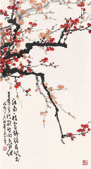 Dong Shouping | Picture of red plum (1988) | MutualArt