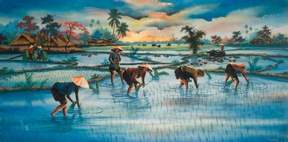 Scène de rizières. - Thanh Quang