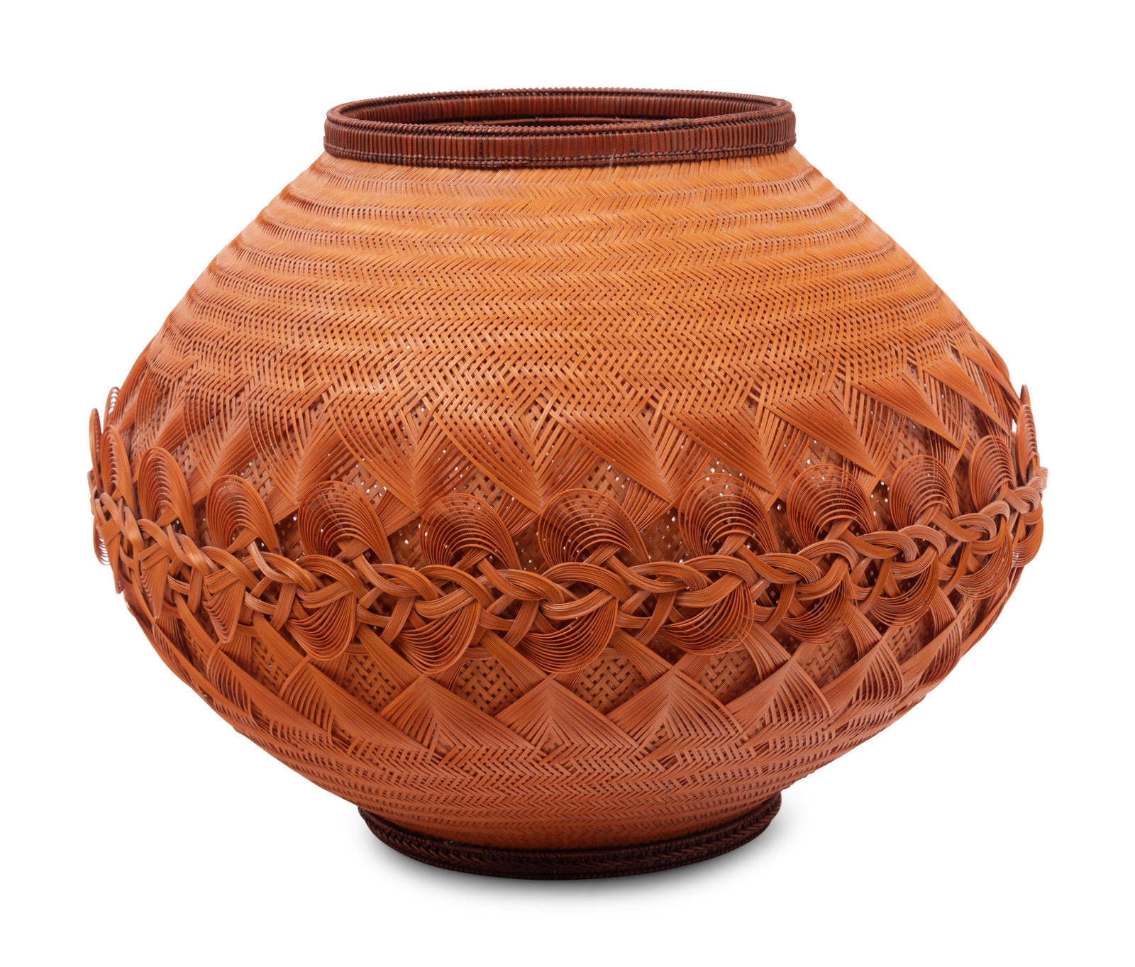 Artwork by Hatakeyama Seido, A Japanese Ikebana Bamboo Flower Arranging Basket, Made of Bamboo