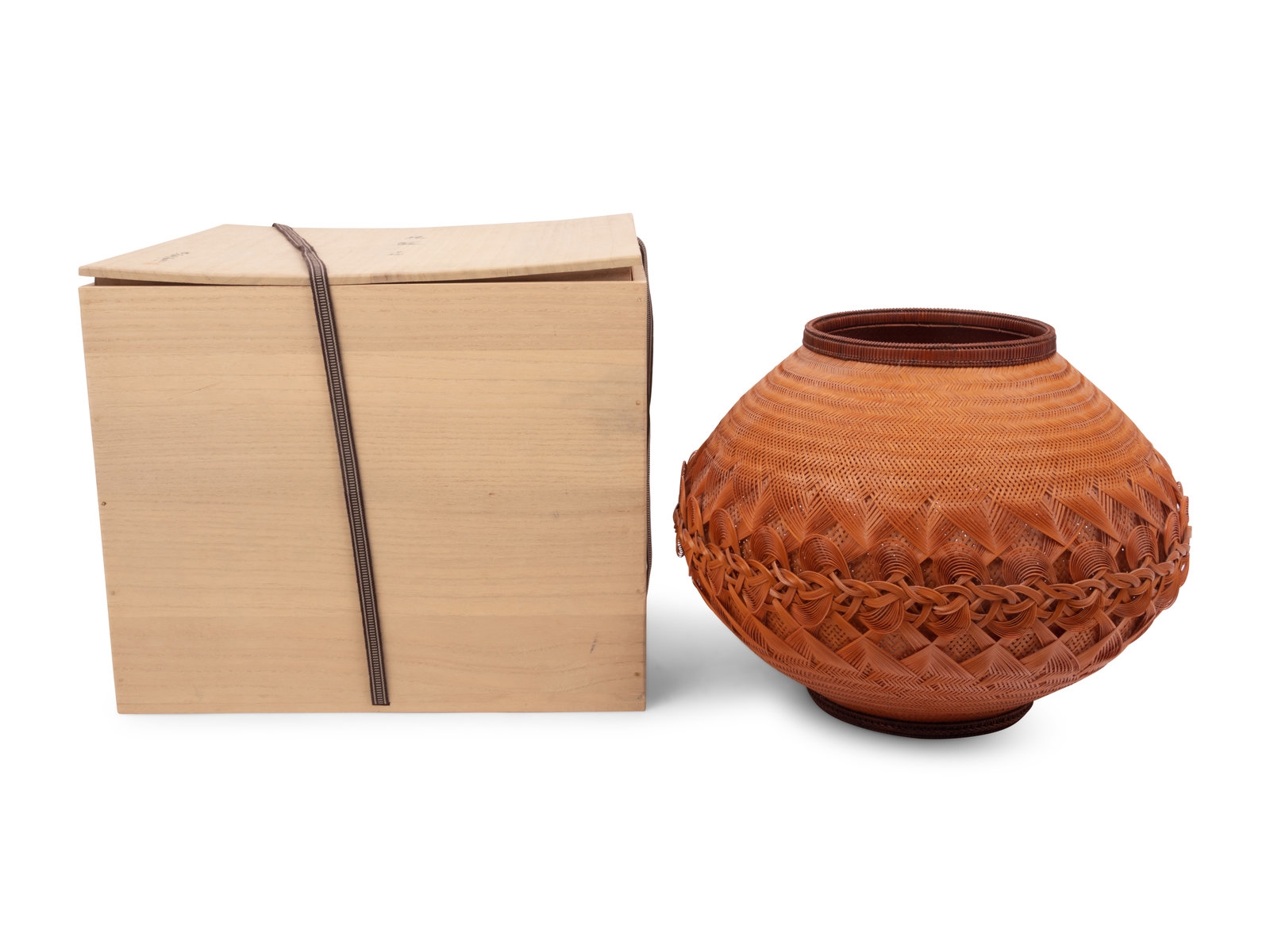 Artwork by Hatakeyama Seido, A Japanese Ikebana Bamboo Flower Arranging Basket, Made of Bamboo