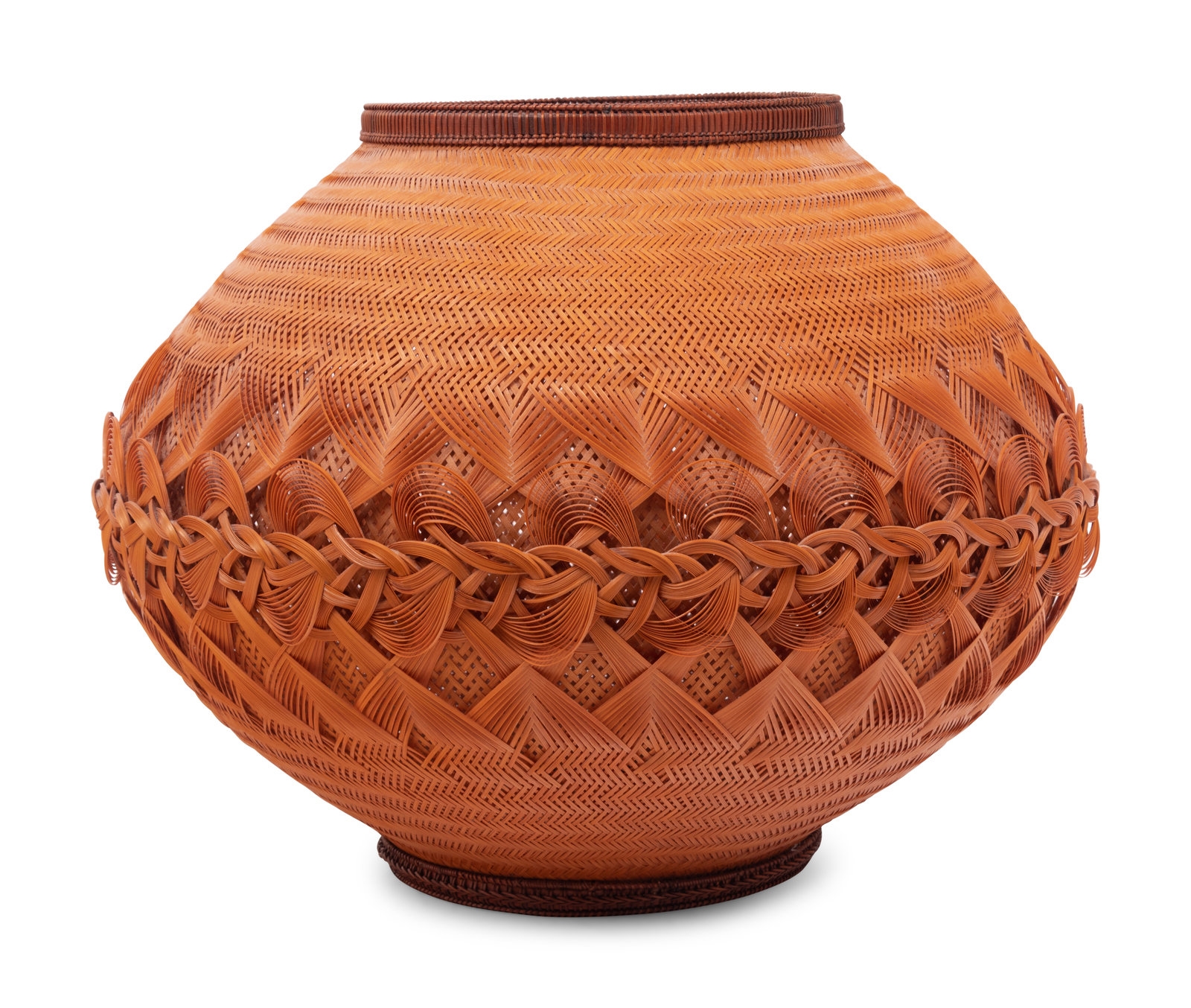 Artwork by Hatakeyama Seido, A Japanese Ikebana Bamboo Flower Arranging Basket, Made of Bamboo