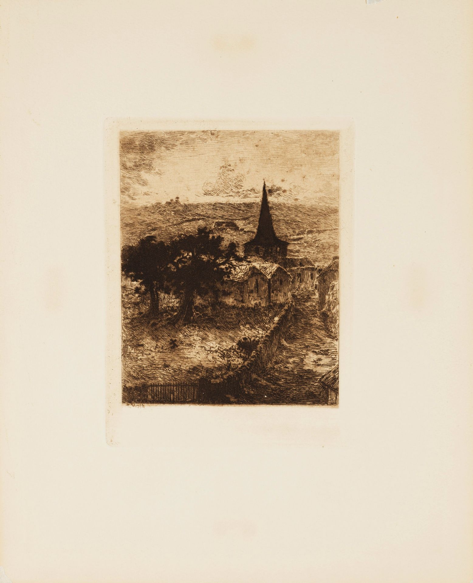 Artwork by Eugène Viala, The hamlet, Made of etching