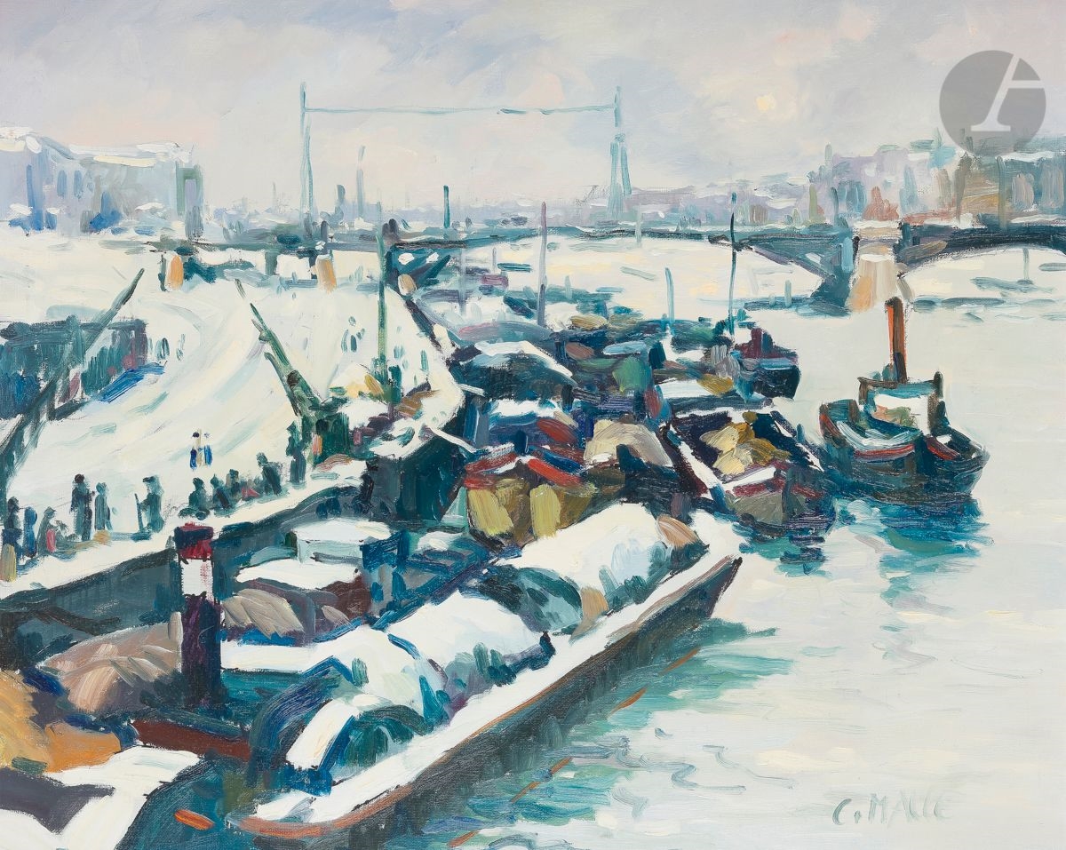 Charles Malle | View of Rouen under the snow | MutualArt